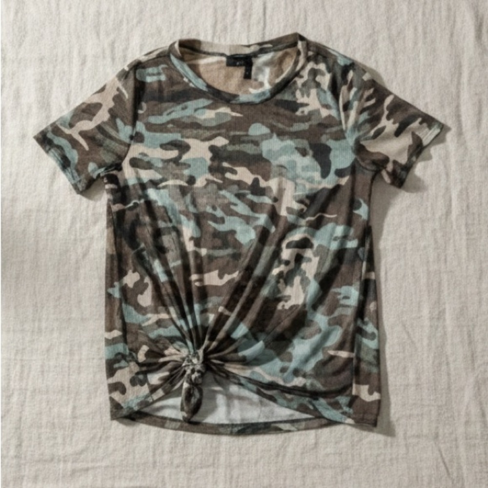 Women’s Camo Sheer Short Sleeve Cover Up Top